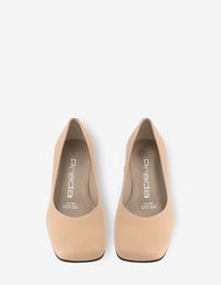 Zapatilla en piel napa nude con letras Pd en el tacón para mujer