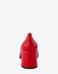 Zapatilla en piel napa roja con letras Pd en el tacón para mujer