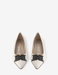 Zapatilla de tacón escultural de piel napa en color blanco para mujer