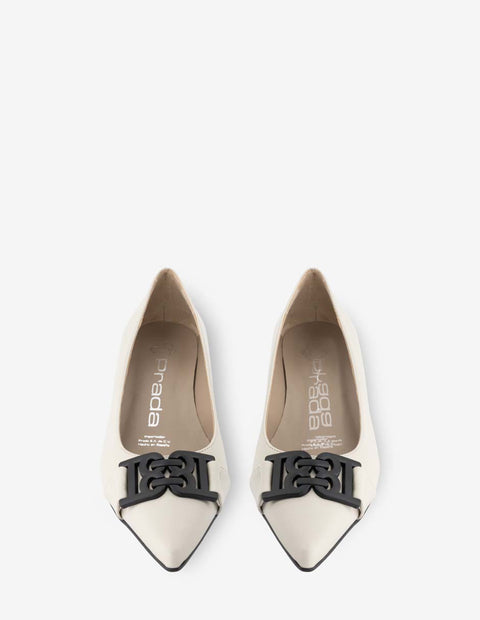 Zapatilla de tacón escultural de piel napa en color blanco para mujer