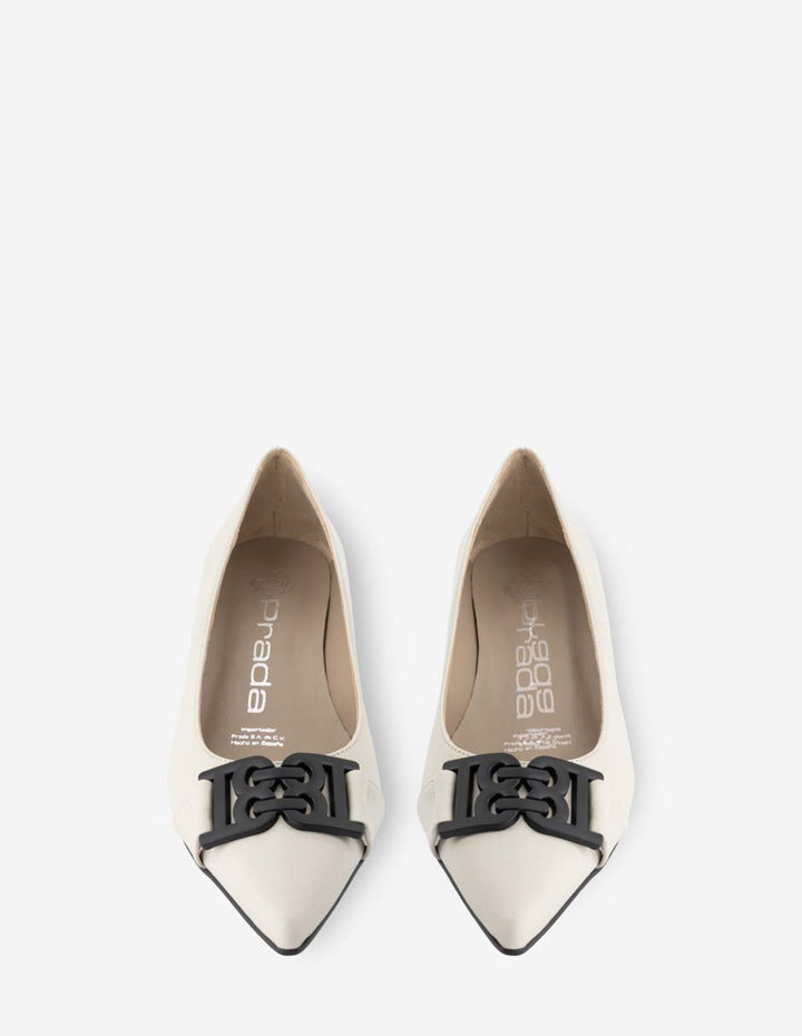 Zapatilla de tacón escultural de piel napa en color blanco para mujer