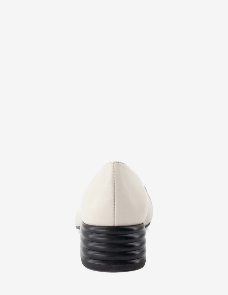 Zapatilla de tacón escultural de piel napa en color blanco para mujer