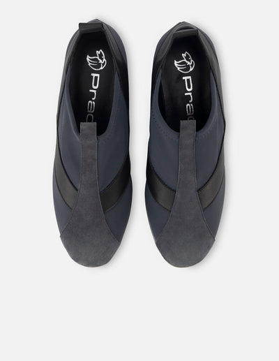 Zapato abotinado para mujer de lycra color azul