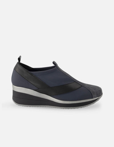 Zapato abotinado para mujer de lycra color azul