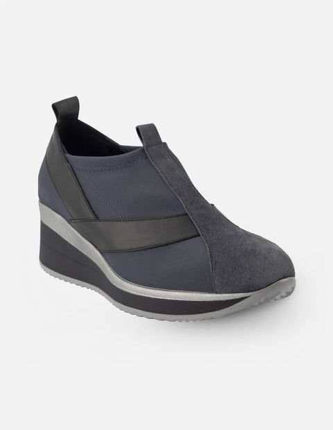 Zapato abotinado para mujer de lycra color azul