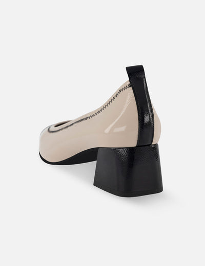 Zapatilla de piel charol papiro color beige para mujer