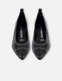 Zapatilla de piel charol papiro color negro para mujer