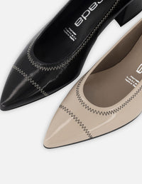 Zapatilla de piel charol papiro color negro para mujer