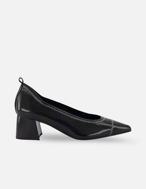 Zapatilla de piel charol papiro color negro para mujer