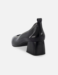 Zapatilla de piel charol papiro color negro para mujer