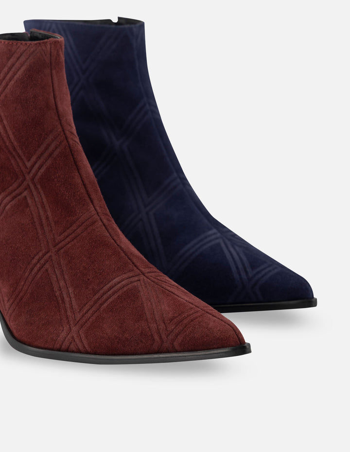 Botín de piel ante color azul para mujer