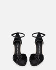 Sandalia de tacón alto en piel y ante con tacón diseño tipo parquet para mujer