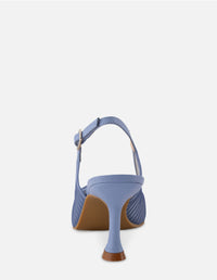 Zapatilla destalonada de rejilla en color azul para mujer