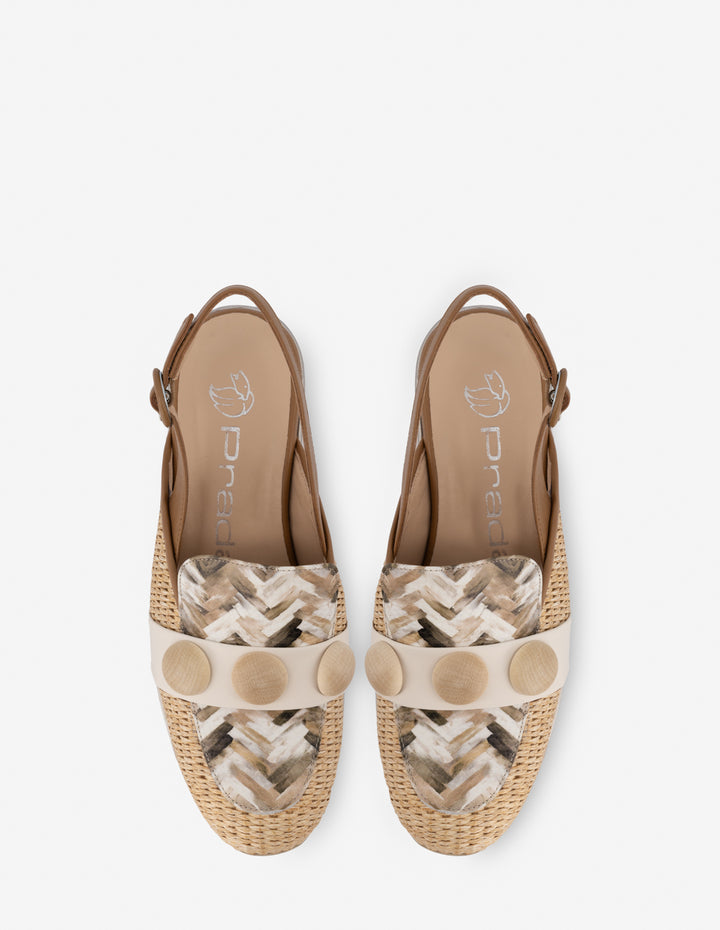 Mocasín destalonado de rafia para mujer