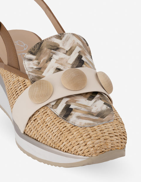 Mocasín destalonado de rafia para mujer