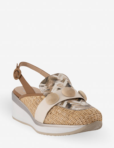 Mocasín destalonado de rafia para mujer