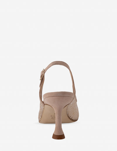 Zapatilla destalonada de rejilla con patrón en color dorado para mujer