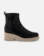 Botines color negro charol para mujer con acabado papiro negro