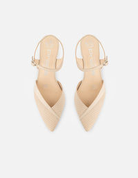 Zapatillas de piel para mujer color hueso con grabado tipo canasta