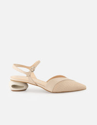 Zapatillas de piel para mujer color hueso con grabado tipo canasta
