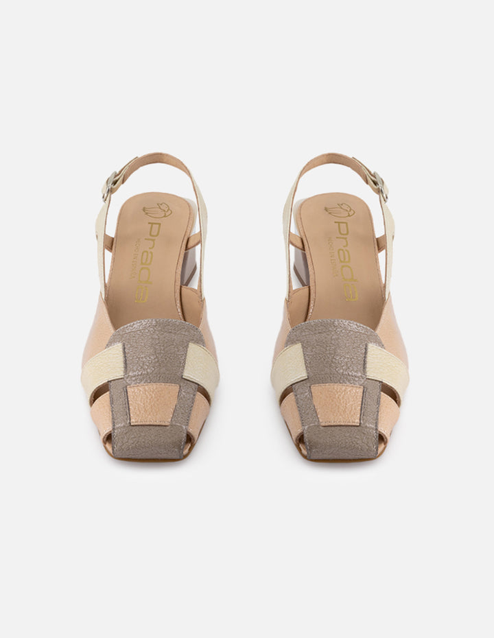 Cangrejera de charol multicolor para mujer con acabado nacarado