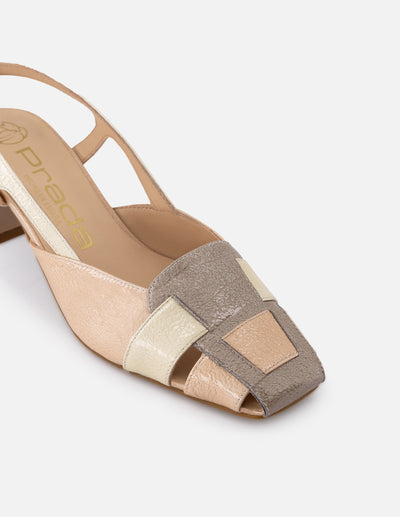Cangrejera de charol multicolor para mujer con acabado nacarado