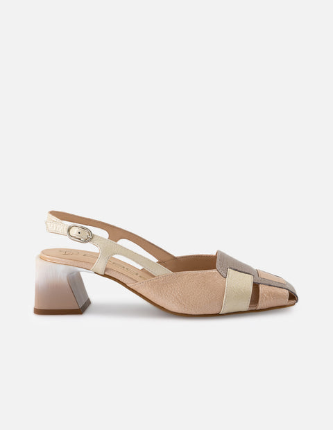 Cangrejera de charol multicolor para mujer con acabado nacarado
