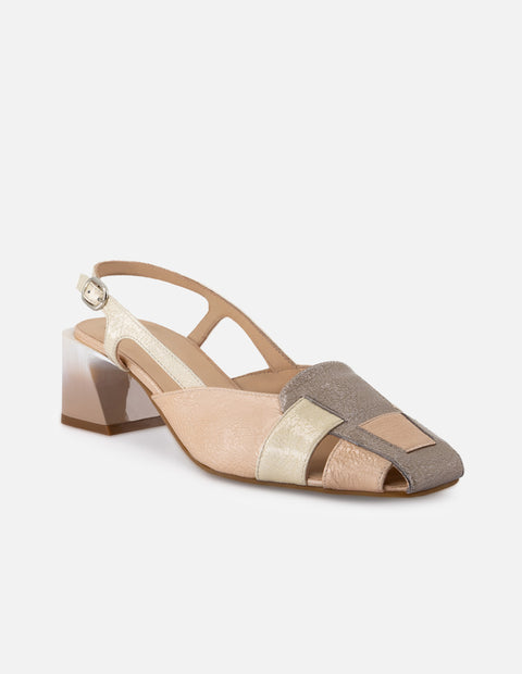 Cangrejera de charol multicolor para mujer con acabado nacarado