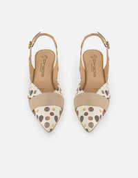 Zapatilla beige en piel para mujer con puntos acuarela