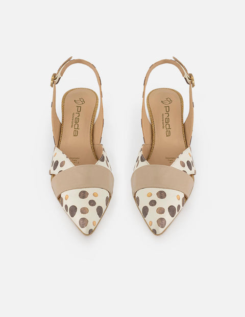 Zapatilla beige en piel para mujer con puntos acuarela