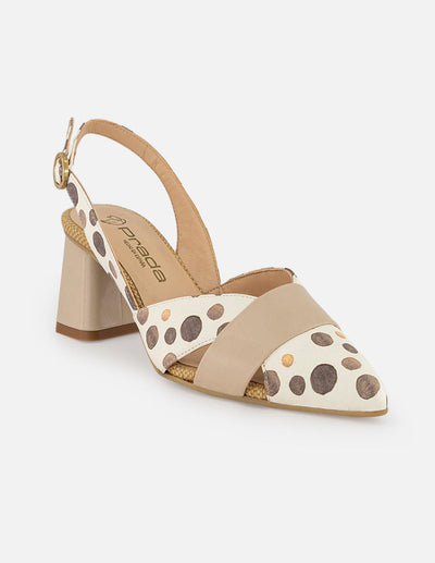 Zapatilla beige en piel para mujer con puntos acuarela