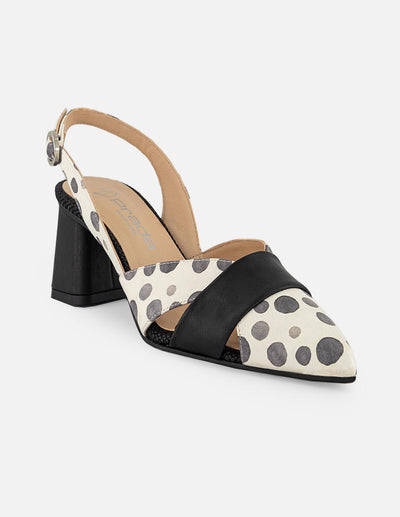 Zapatilla negro piel para mujer con detalles tipo acuarela