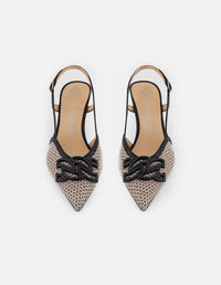 Zapatilla blanca en rejilla para mujer con pulsera y eslabones