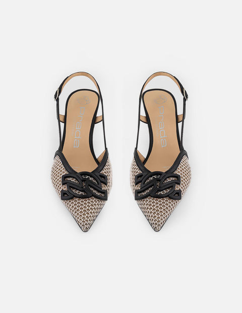 Zapatilla blanca en rejilla para mujer con pulsera y eslabones