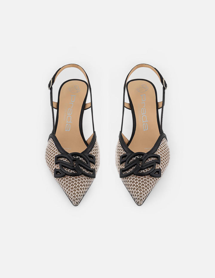 Zapatilla blanca en rejilla para mujer con pulsera y eslabones