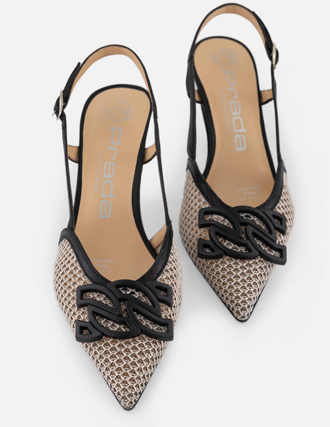 Zapatilla blanca en rejilla para mujer con pulsera y eslabones