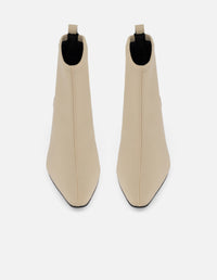 Botín blanco lycra de mujer con tacón fantasía