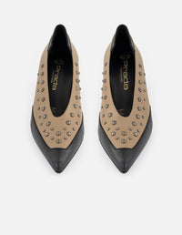 Zapatilla bicolor piel de mujer con remaches