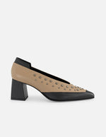 Zapatilla bicolor piel de mujer con remaches