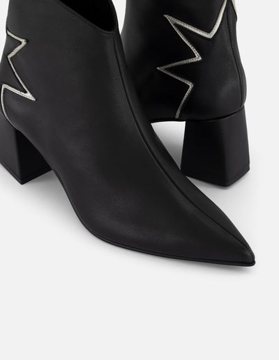 Botines color negro piel de mujer con adorno de estrella