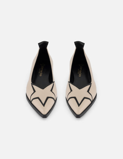 Flats color blanco piel de mujer con adorno tipo estrella