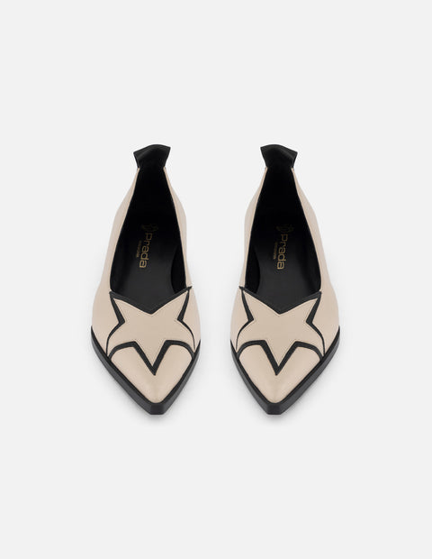 Flats color blanco piel de mujer con adorno tipo estrella