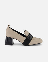 Mocasines color blanco de piel para mujer con piel bombeada