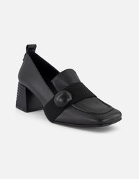 Mocasines color negro piel para mujer con piel bombeada