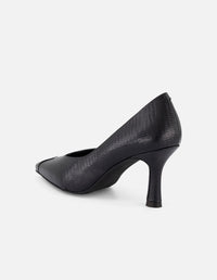 Zapatilla negra piel grabado tejus para mujer