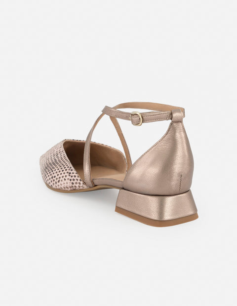 Flats rosa para mujer con acabado tipo serpiente