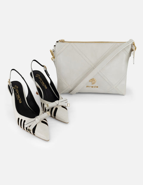 Zapatilla blanca para mujer con cortes verticales