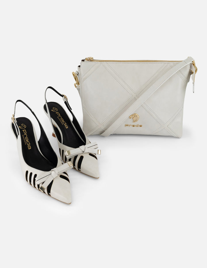 Zapatilla blanca para mujer con cortes verticales