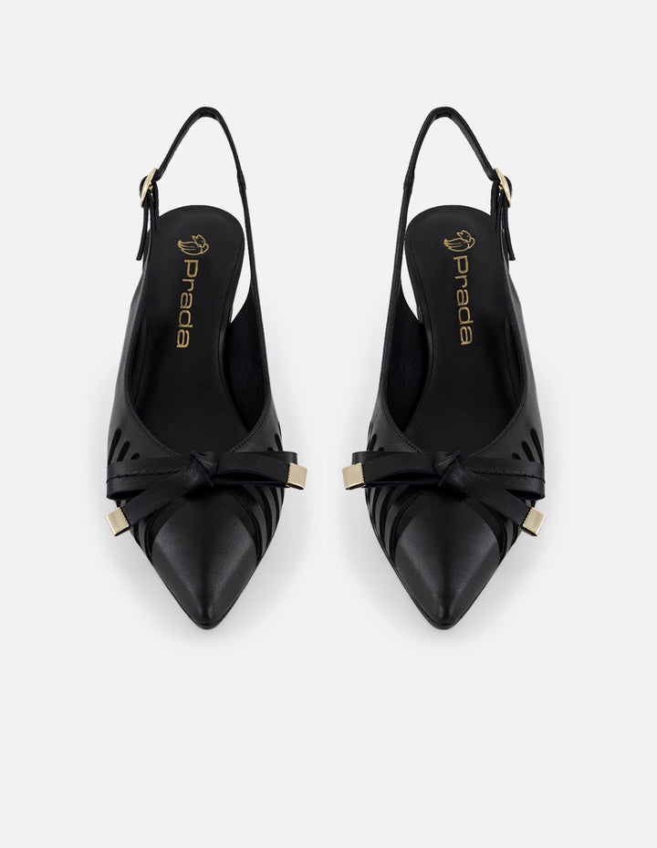 Zapatilla negro piel para mujer con cortes verticales