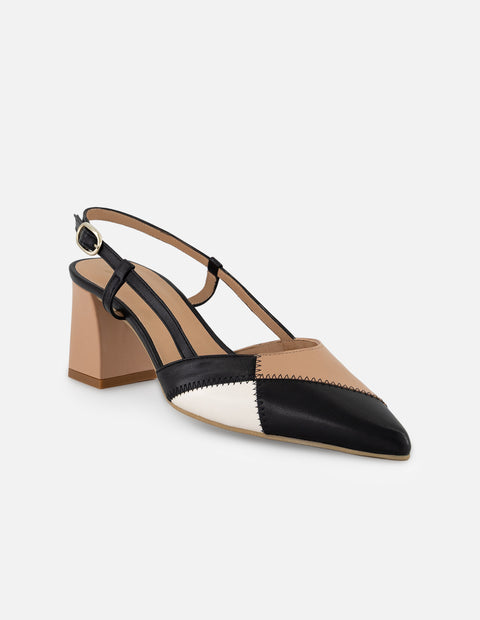 Zapatilla multicolor piel para mujer con diseño geométrico